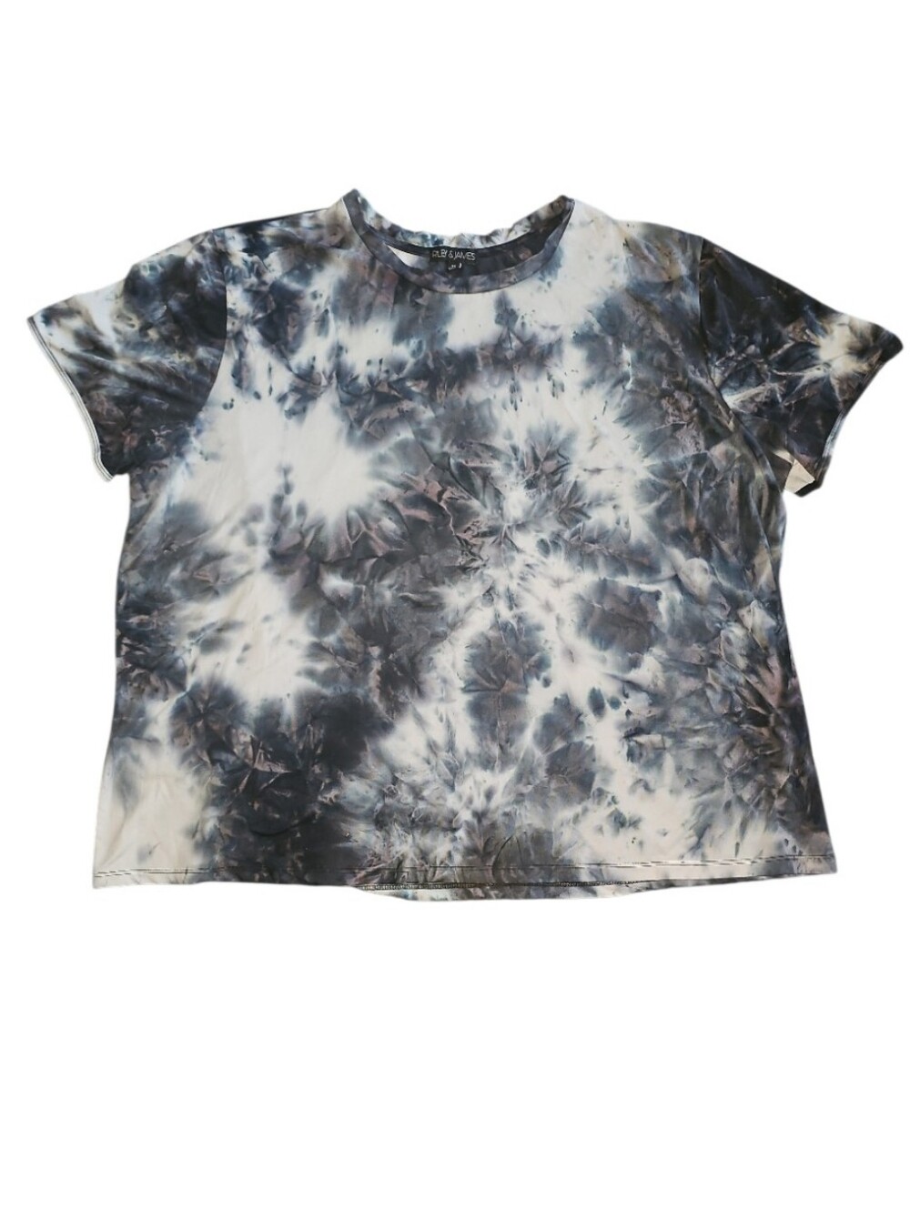 Riley & James Black And White Marble Tie Dye Cropped T Shirt